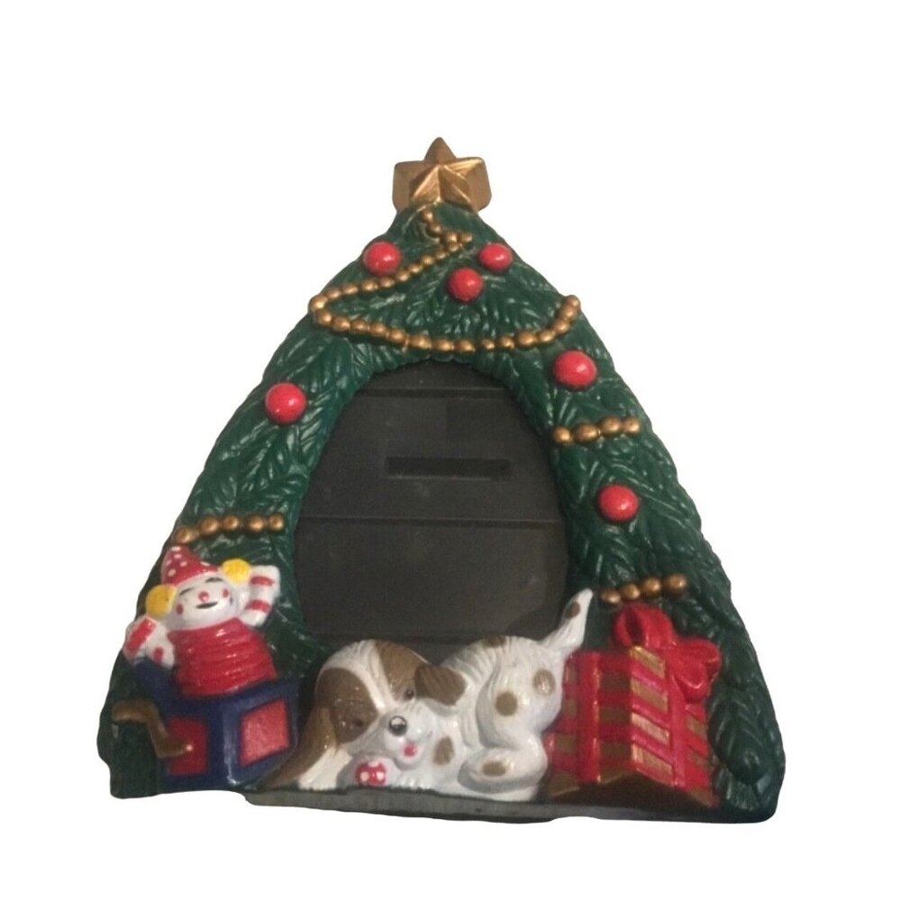 Christmas Tree Photo Frame With Dog and Gift Design
